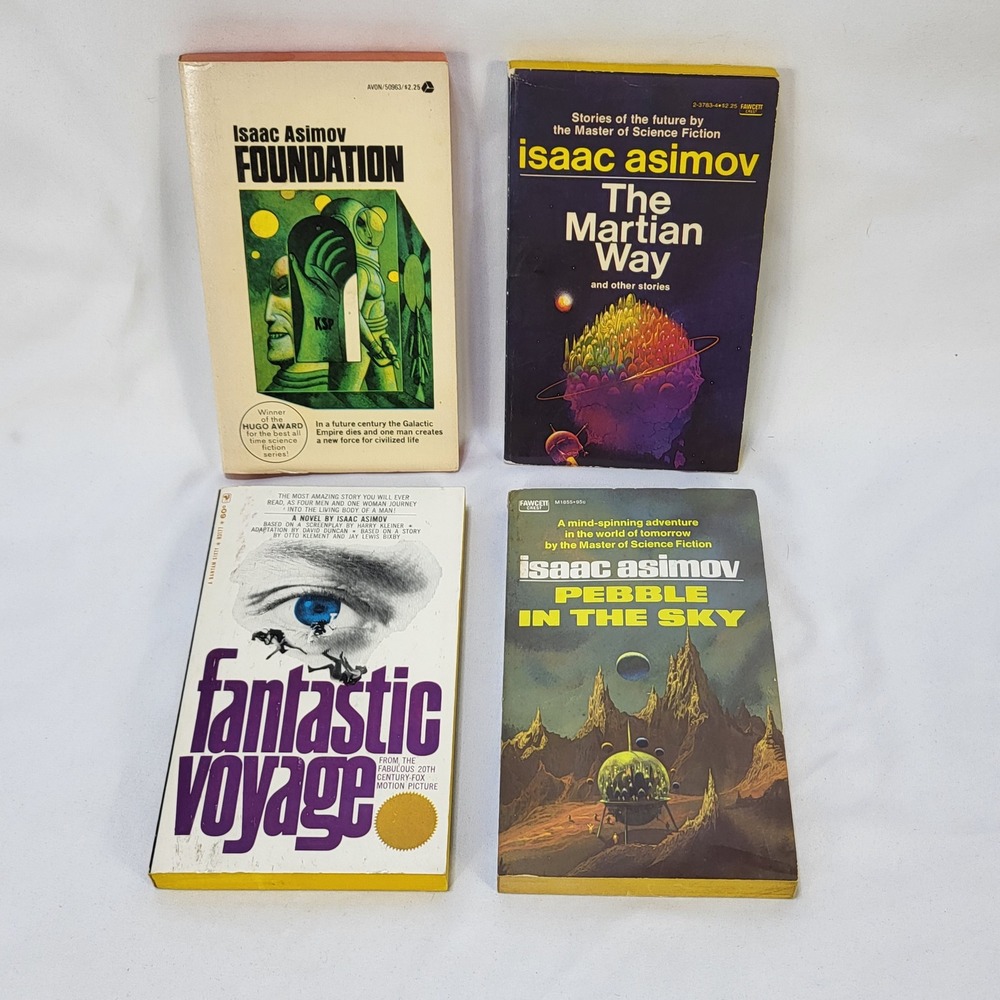 Isaac Asimov Vintage Sci-Fi Book Lot Foundation Fantastic Voyage Martian Way